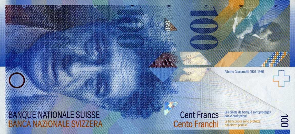Front of Switzerland p72g: 100 Franken from 2004