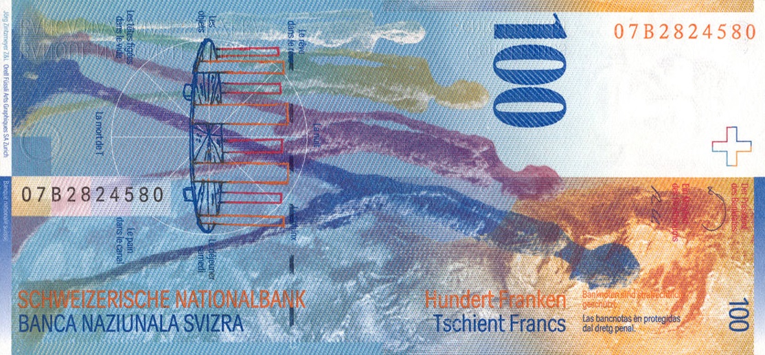 Back of Switzerland p72h: 100 Franken from 2007