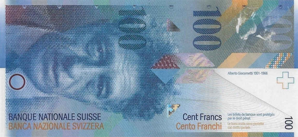 Front of Switzerland p72i: 100 Franken from 2010