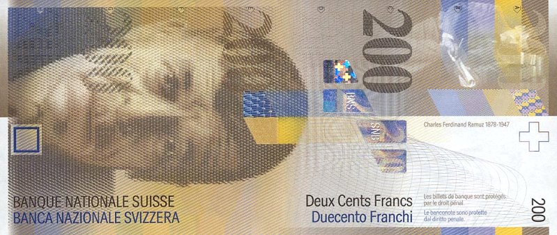 Front of Switzerland p73a: 200 Franken from 1996