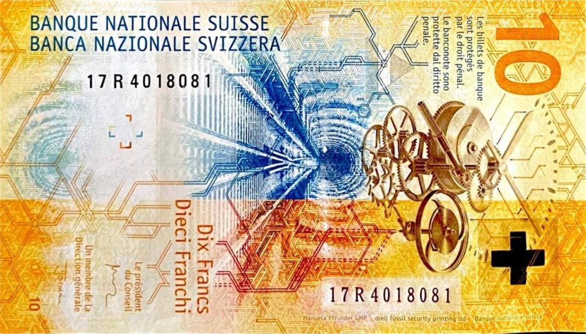 Back of Switzerland p75d: 10 Francs from 2017