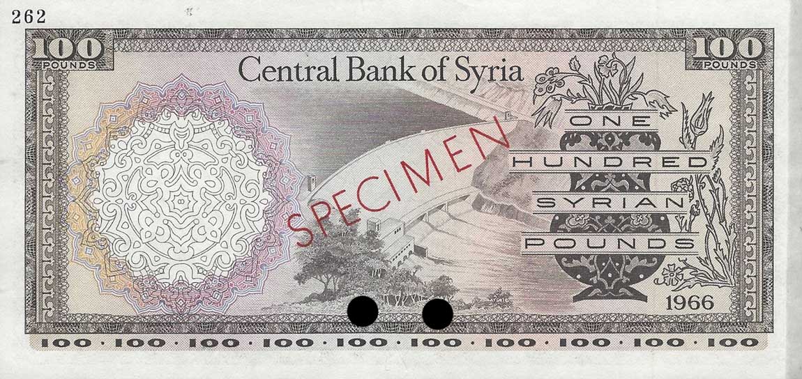 Back of Syria p98ct: 100 Pounds from 1966