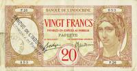 Gallery image for Tahiti p12e: 20 Francs
