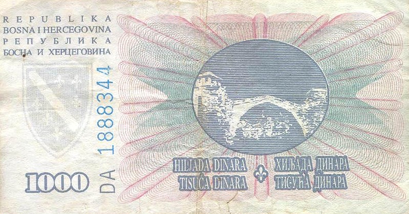 Back of Bosnia and Herzegovina p46a: 1000 Dinara from 1994