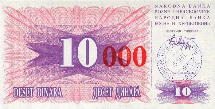 Front of Bosnia and Herzegovina p53b: 10000 Dinara from 1993