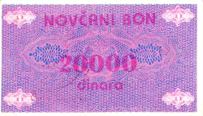 Back of Bosnia and Herzegovina p52Ab: 20000 Dinara from 1992