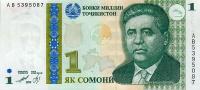 p14a from Tajikistan: 1 Somoni from 1999