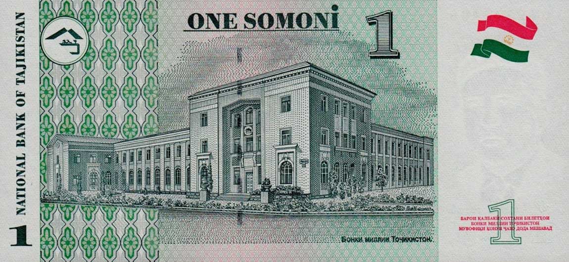 Back of Tajikistan p14b: 1 Somoni from 1999