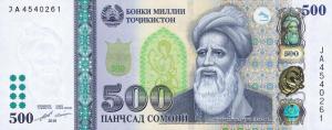 p33a from Tajikistan: 500 Somoni from 2018
