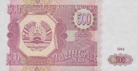 p8a from Tajikistan: 500 Rubles from 1994