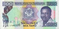 p26c from Tanzania: 500 Shilingi from 1993