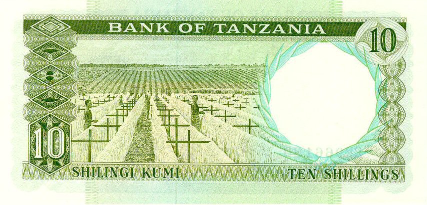 Back of Tanzania p2b: 10 Shillings from 1966