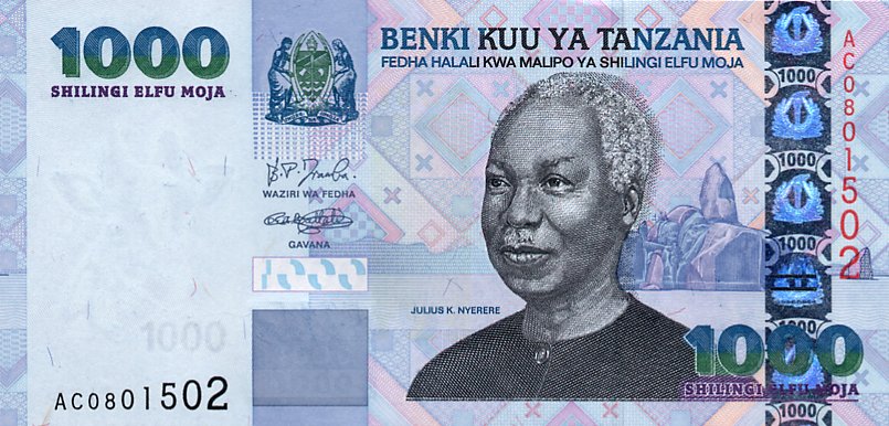Front of Tanzania p36a: 1000 Shilingi from 2003