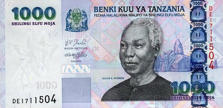 Front of Tanzania p36b: 1000 Shilingi from 2006