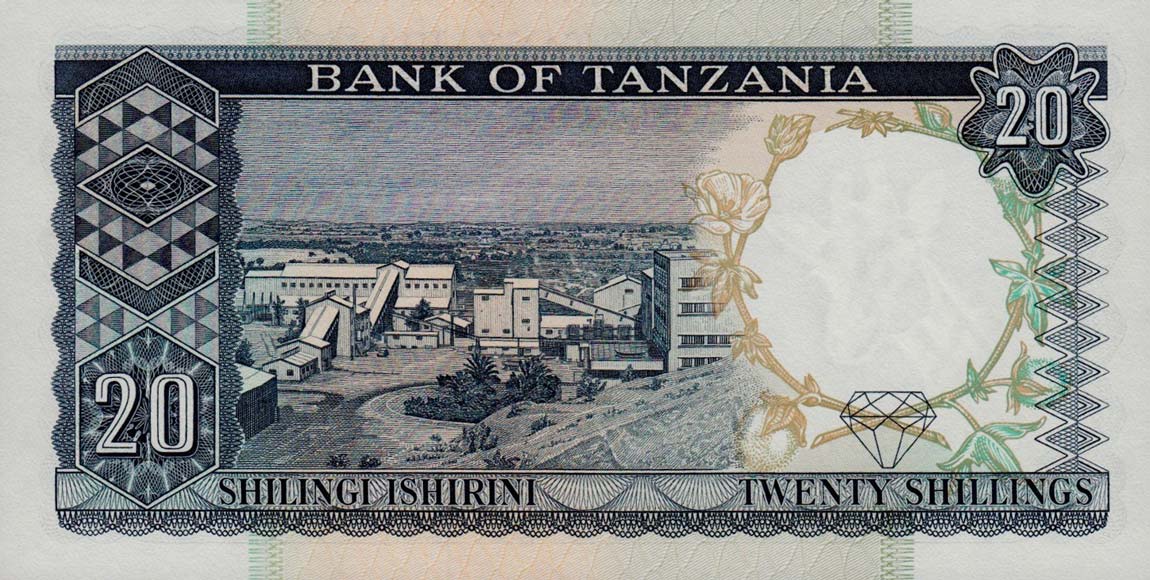 Back of Tanzania p3e: 20 Shillings from 1966