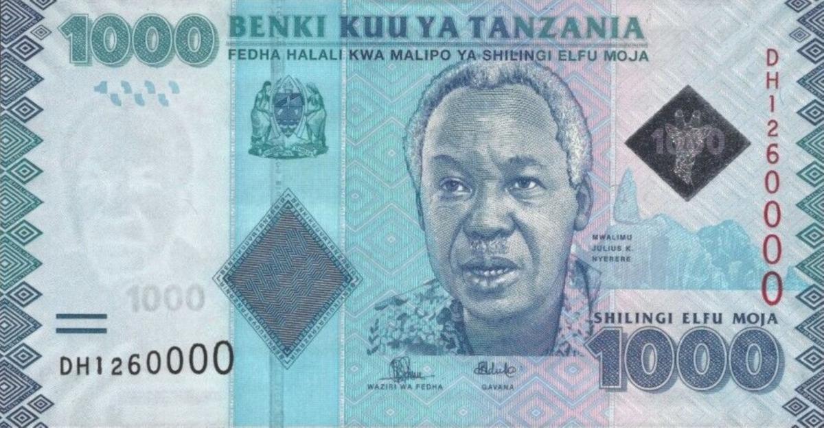 Front of Tanzania p41b: 1000 Shilingi from 2015