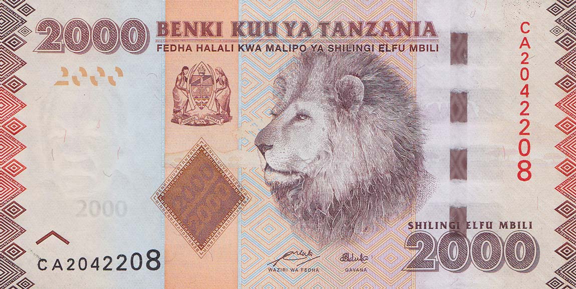 Front of Tanzania p42a: 2000 Shilingi from 2010