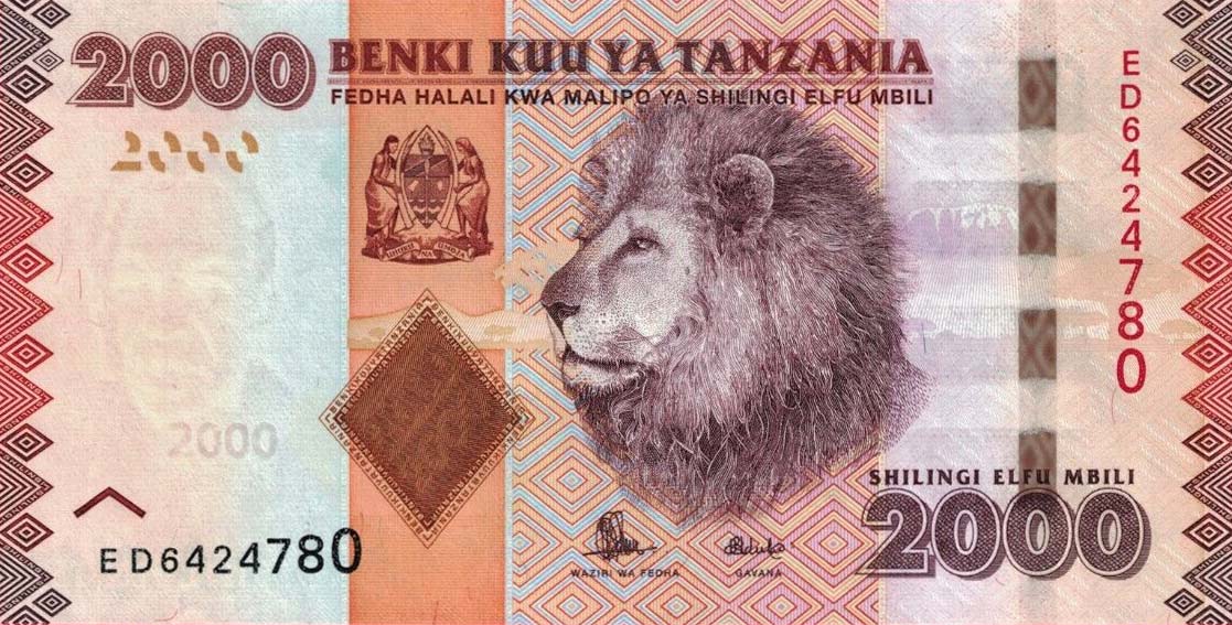 Front of Tanzania p42b: 2000 Shilingi from 2015