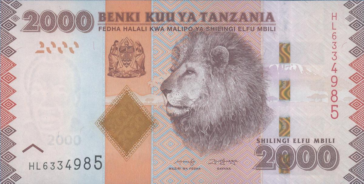 Front of Tanzania p42c: 2000 Shilingi from 2020