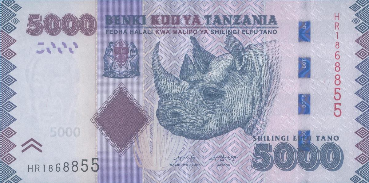 Front of Tanzania p43c: 5000 Shilingi from 2020