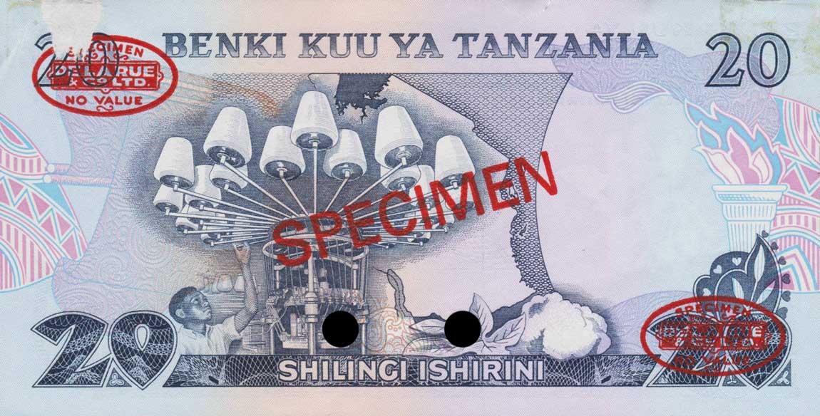Back of Tanzania p7s: 20 Shilingi from 1978