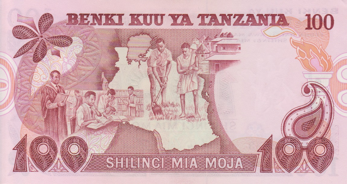 Back of Tanzania p8d: 100 Shilingi from 1977
