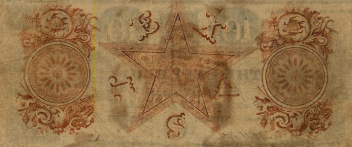 Back of Texas p26: 10 Dollars from 1839