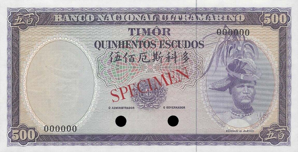 Front of Timor p29ct: 500 Escudos from 1963