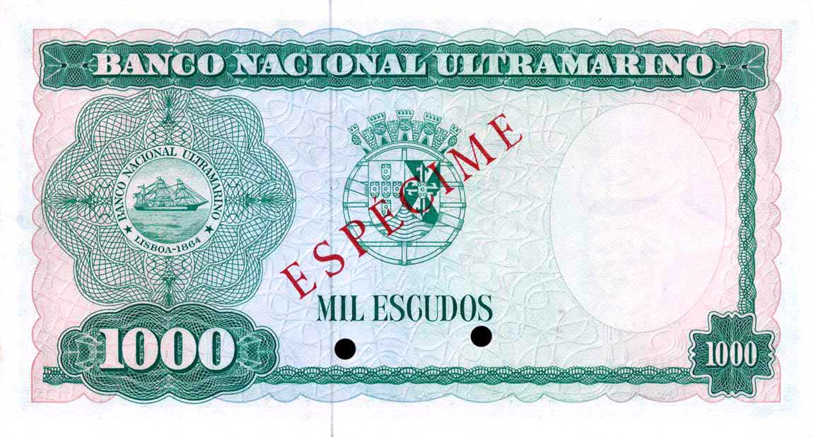 Back of Timor p30s: 1000 Escudos from 1968