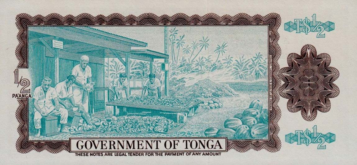 Back of Tonga p13c: 0.5 Pa'anga from 1970