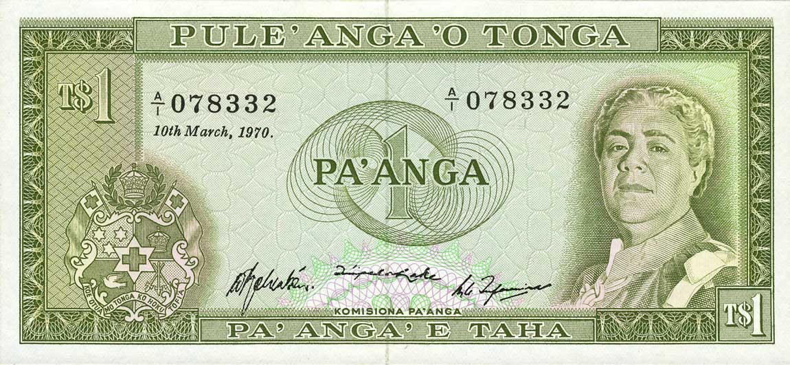 Front of Tonga p14c: 1 Pa'anga from 1970