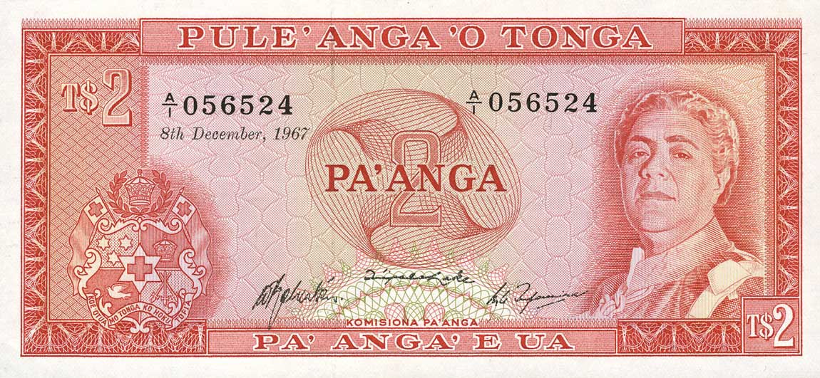 Front of Tonga p15b: 2 Pa'anga from 1967