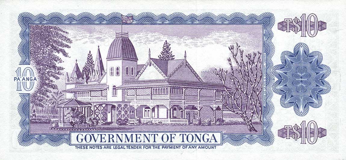 Back of Tonga p17a: 10 Pa'anga from 1967