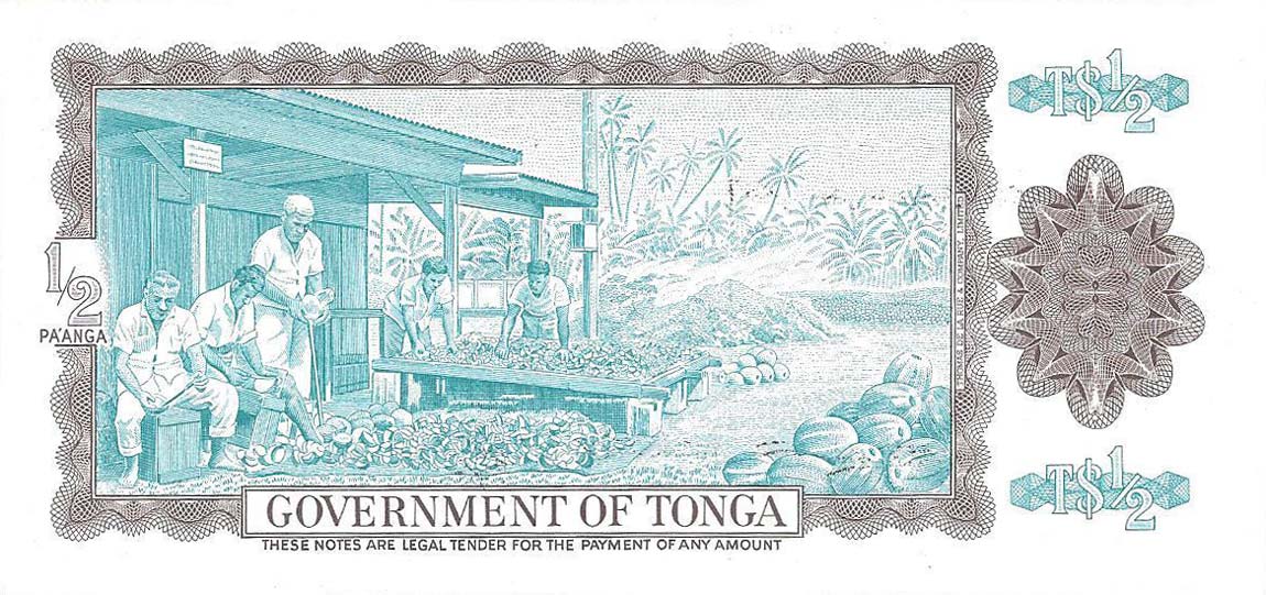 Back of Tonga p18b: 0.5 Pa'anga from 1977
