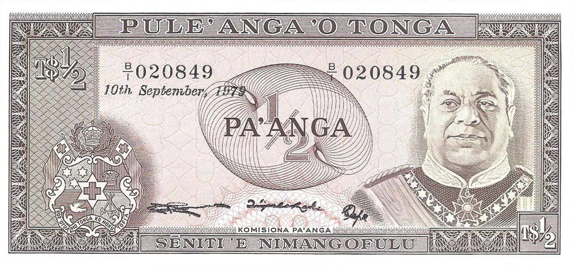 Front of Tonga p18b: 0.5 Pa'anga from 1977