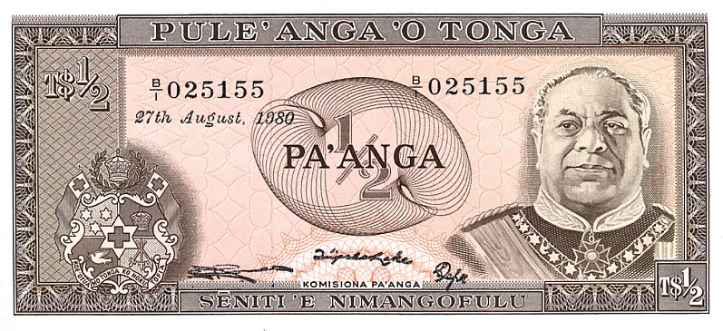 Front of Tonga p18c: 0.5 Pa'anga from 1977