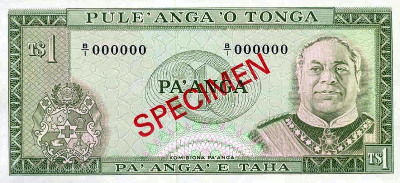 Front of Tonga p19s: 1 Pa'anga from 1973