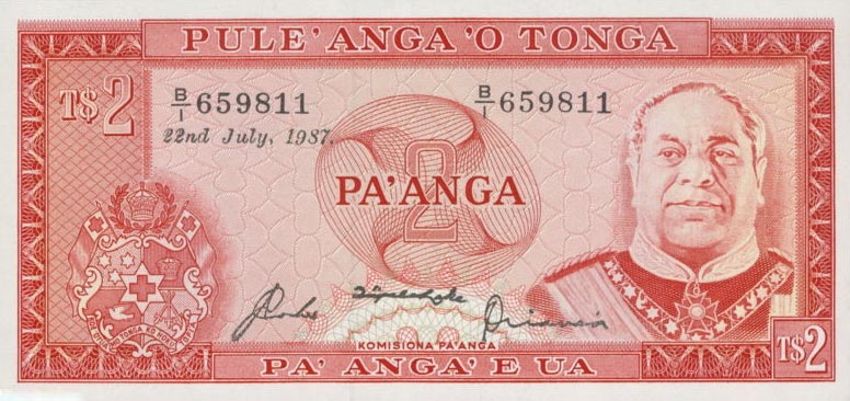 Front of Tonga p20c: 2 Pa'anga from 1981