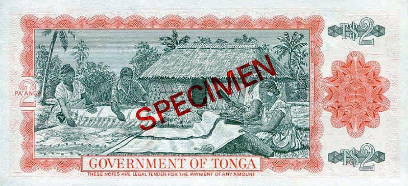 Back of Tonga p20s: 2 Pa'anga from 1974