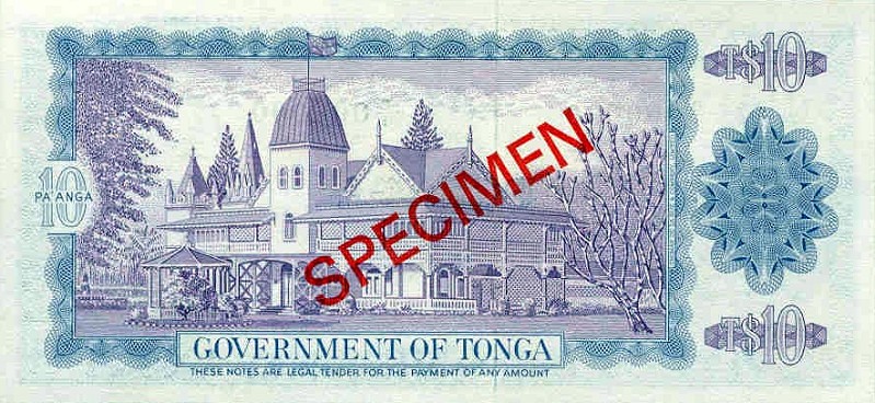 Back of Tonga p22s: 10 Pa'anga from 1974