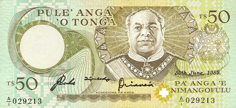 Front of Tonga p24b: 50 Pa'anga from 1988