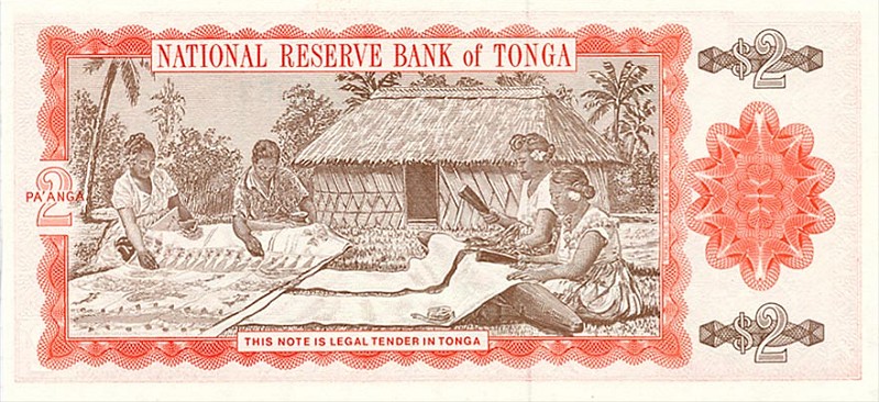 Back of Tonga p26: 2 Pa'anga from 1992