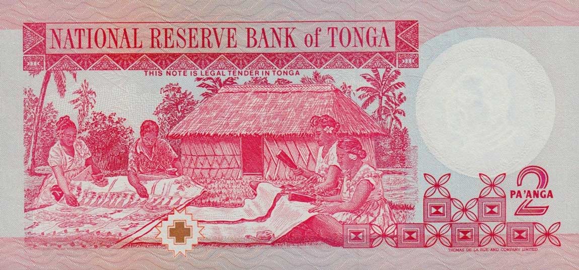 Back of Tonga p32a: 2 Pa'anga from 1995