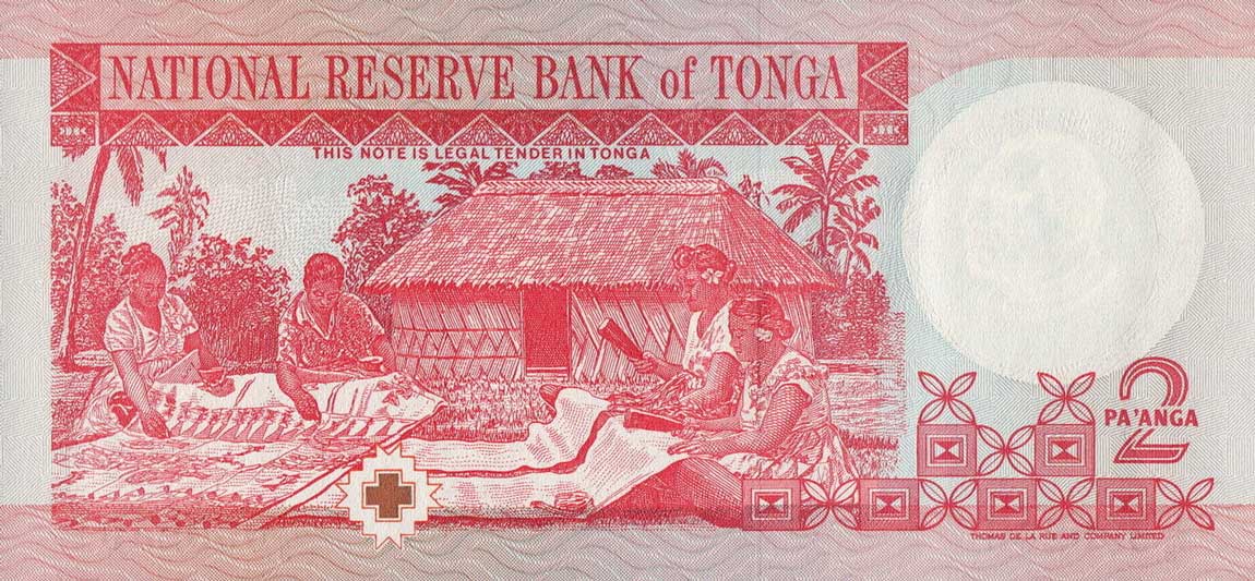 Back of Tonga p32c: 2 Pa'anga from 1995