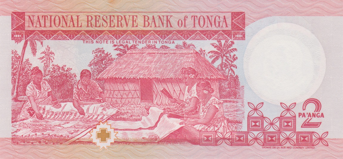 Back of Tonga p32d: 2 Pa'anga from 1995