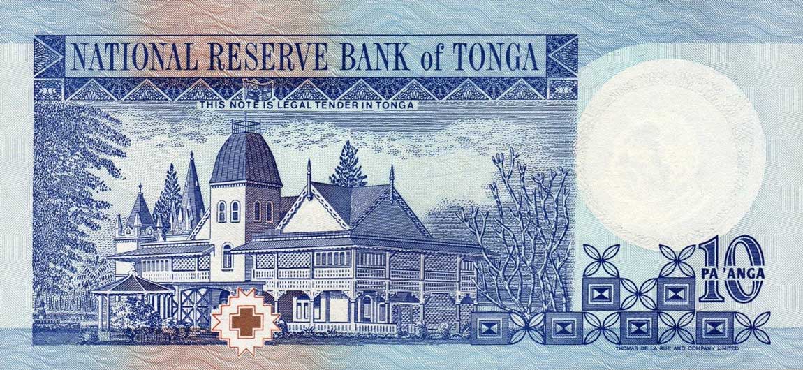 Back of Tonga p34a: 10 Pa'anga from 1995