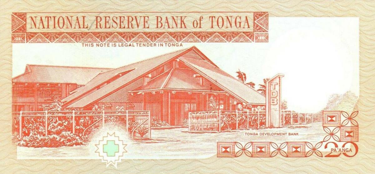 Back of Tonga p35b: 20 Pa'anga from 1995
