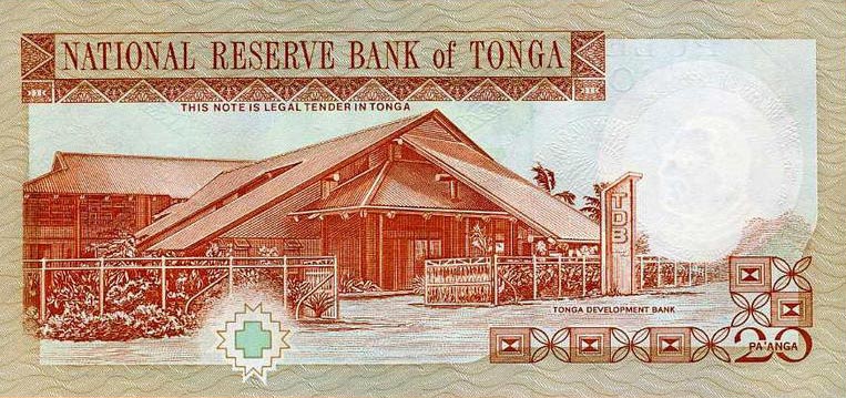 Back of Tonga p35c: 20 Pa'anga from 1995