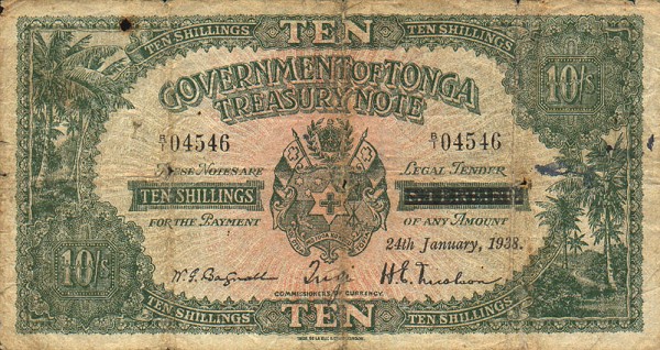 Front of Tonga p6: 10 Shillings from 1936