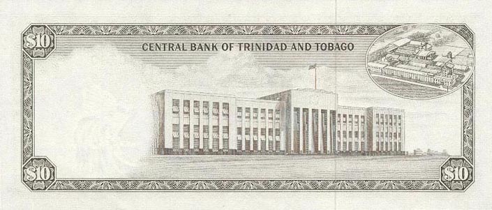 Back of Trinidad and Tobago p32a: 10 Dollars from 1964